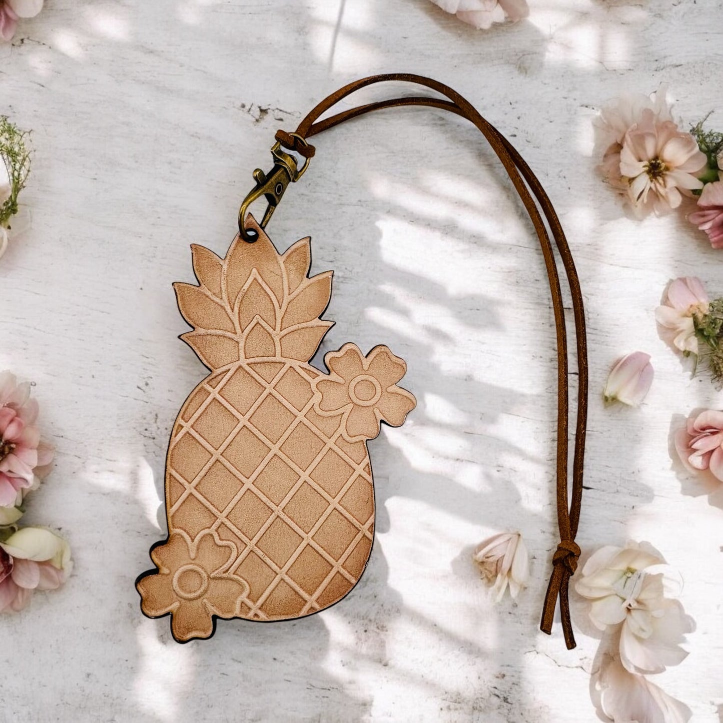 Floral Pineapple Leather Freshie
