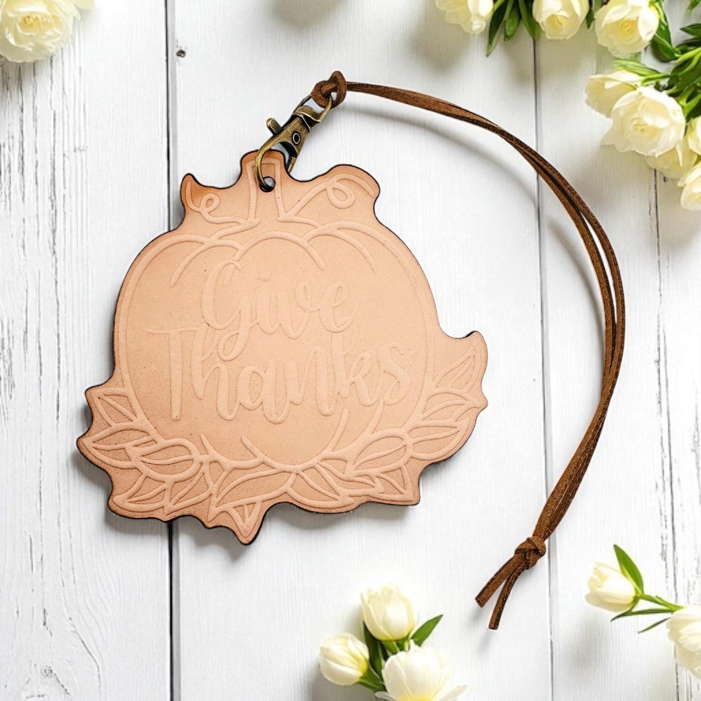 Give Thanks Pumpkin Leather Freshie