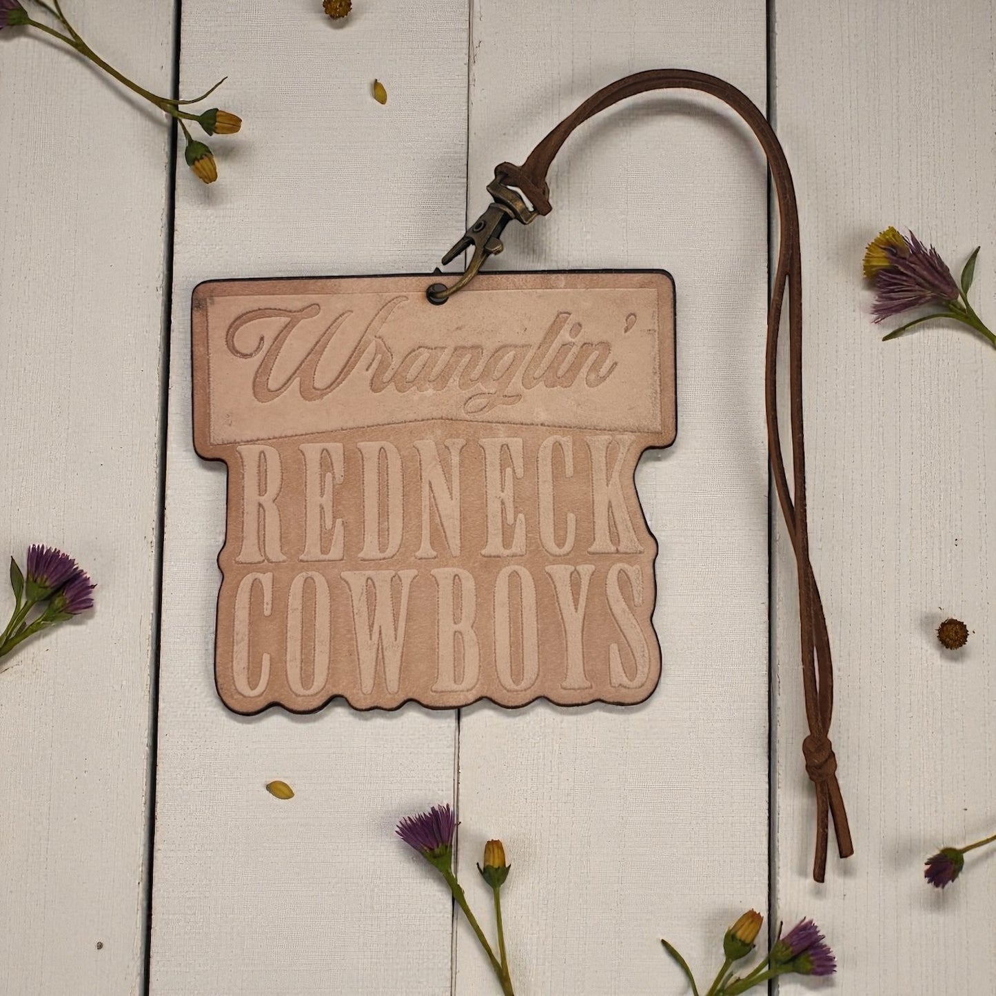 Wranglin' Redneck Cowboys Leather Freshie