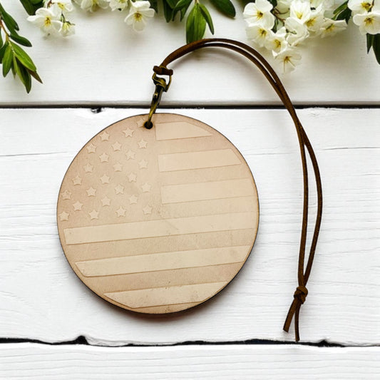 Round American Flag Leather Freshie