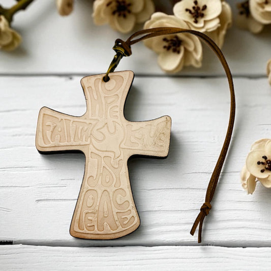 Worded Cross Leather Freshie