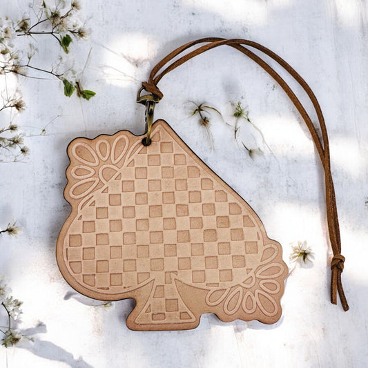 Western Checkered Spade Leather Freshie