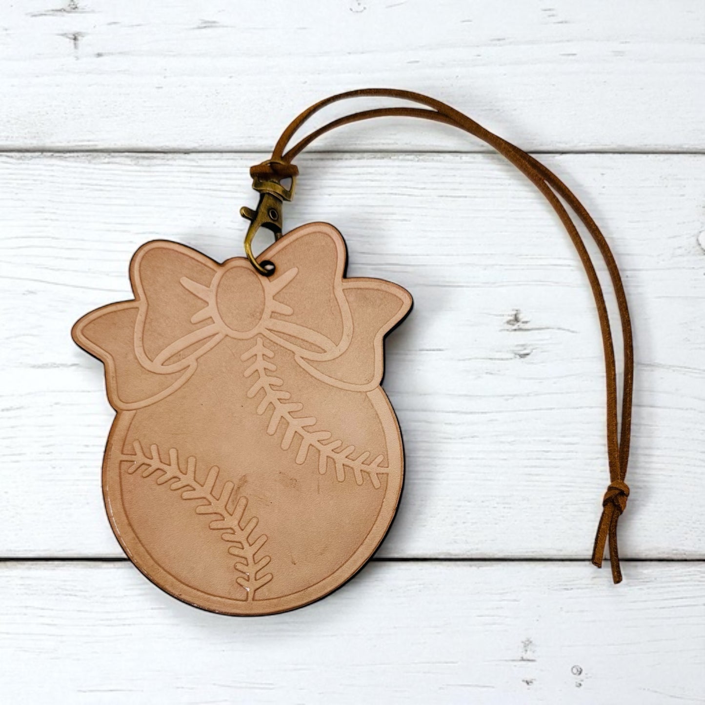 Baseball & Bow Leather Freshie