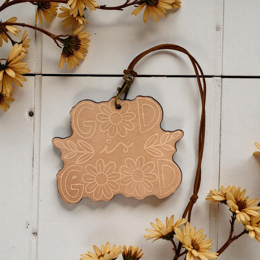 God is Good Floral Leather Freshie