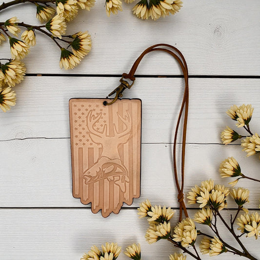 Fishing Deer USA Leather Freshie