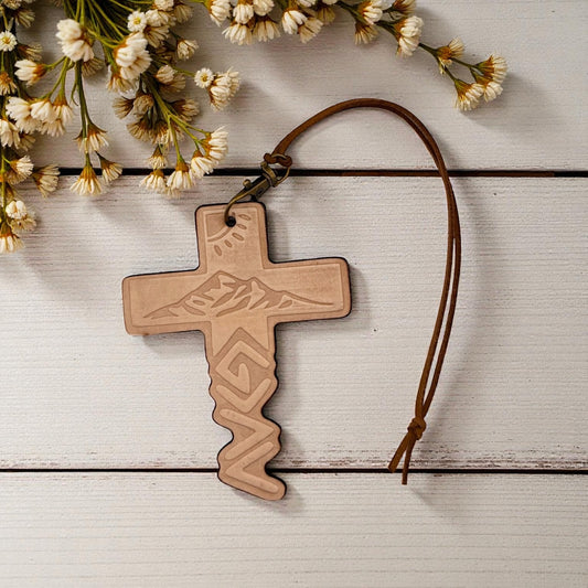 God is Great Cross Leather Freshie